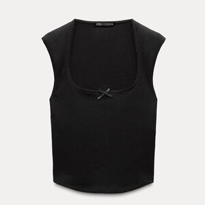 Zara lace trim top with bow